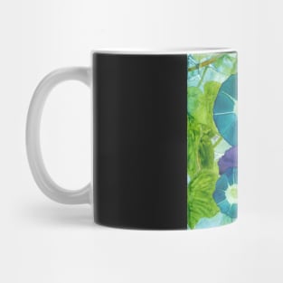 Morning Glories Watercolor Blue Green Purple Mug